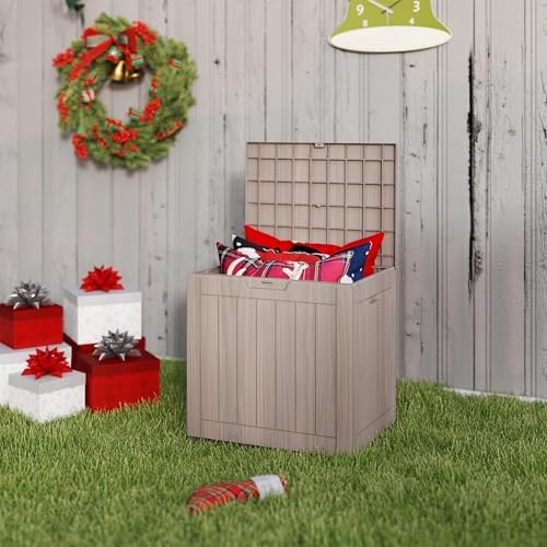 35 Gallon outdoor cushion storage deck boxes outdoor waterproof, package delivery boxes for outside, Outdoor Storage Lockable for Patio Furniture, Garden Tools and Pool Supplies, Light Brown - Image 6