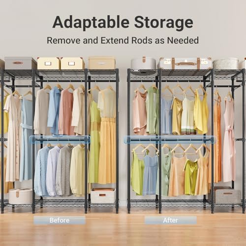 VIPEK V50 Basic Expandable Clothes Rack, Heavy Duty Closet System, Black - Image 3