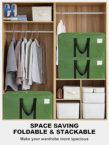 HOMESURE Supports 200lbs Heavy Duty Moving Bags - Strong Zipper & Wrap-Around Handles - Water-Resistant Storage Totes, Durable Alternative to Moving Boxes - 40 Pack - Olive Green - Image 6