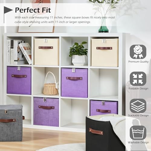 4PCS Storage Cubes with Lids Cotton Linen Fabric Bins Boxes - Image 2