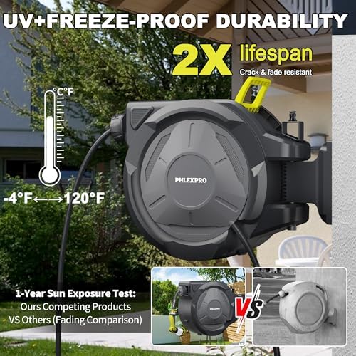 75 FT x 5/8" Retractable Garden Hose Reel with 3/4" Brass Fitting - Image 2