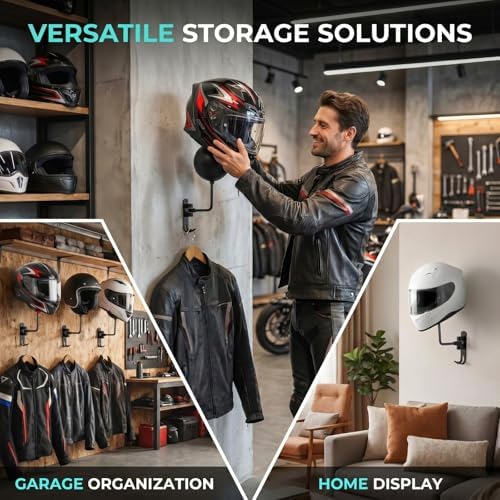 Shimeyao Motorcycle Helmet Holder Wall Mount, Metal Helmet Hanger - Image 5
