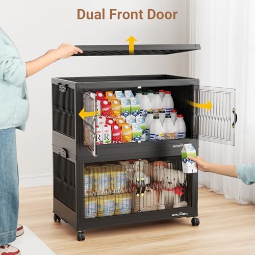 BROVIEW 360Qt Stackable Storage Bins with Lid for Home Dorm, 3Pack Black - Image 6