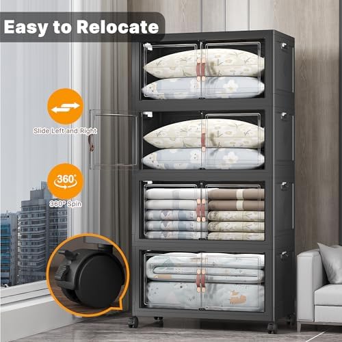 UAMFURI 672QT Lockable Plastic Storage Bins, 4 Pack Collapsible Cabinets - Image 2