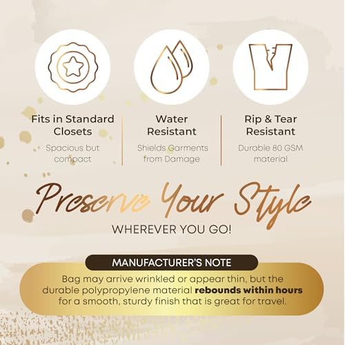 Luxury On the Go Long Formal Dress Bag – 54" Hanging Garment Bag for Dresses, Prom & Bridesmaid– Long Garment Bags for Hanging Clothes Lightweight & Tear-Resistant with Clear ID Window – 5 Pack - Image 5
