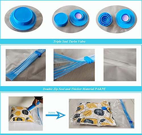 Vacuum Storage Bags(3 x Small,3 x Large, 2 x Jumbo),Various Sizes for different packing needs, Reusable for packing Comforter,Clothes,Coats,Sweater,Bedding,Blankets,Pillows,Soft Toys,Free Hand Pump for Travel and Moving!Save 80% Storage Space - Image 5
