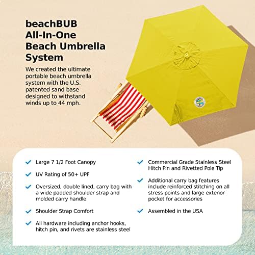 BEACHBUB ALL-IN-ONE BEACH UMBRELLA SYSTEM. Includes ULTRA Base (compliant with the ASTM F3681-24 Beach Umbrella Safety Standard). (Sun-kissed Yellow) - Image 6