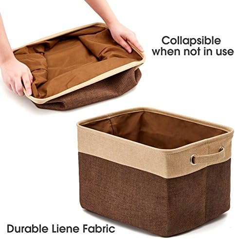 EZOWare Set of 3 Large Canvas Fabric Tweed Storage Organizer Cube Set W/Handles for Nursery Kids Toddlers Home and Office - 15 L x 10.5 W x 9.4 H -Mixed Color - Image 5