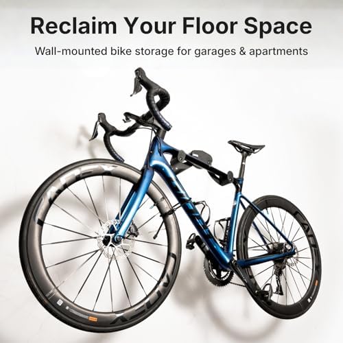 Bike Wall Mount - Horizontal Wall Hanger, Adjustable Design for Road, Mountain and Hybrid Bikes up to 48.5 lbs - Space-Saving Bike Rack for Garage or Apartment - Sturdy Indoor Bicycle Storage - Image 2