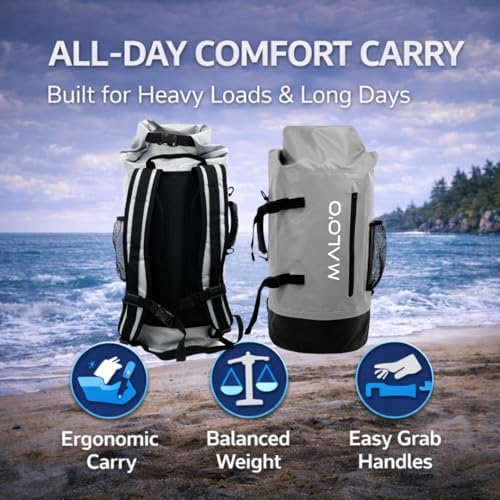 Malo’o 45L Waterproof Dry Bag Backpack – Heavy Duty Roll Top Fishing & Beach Backpack, IPX6 Water Resistant Gear Bag for Kayaking, Camping, Surf, Travel & Outdoor Adventure - Image 6