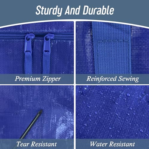 12 Pack Extra Heavy Duty Large Moving Bags with Strong Zipper, Blue - Image 4