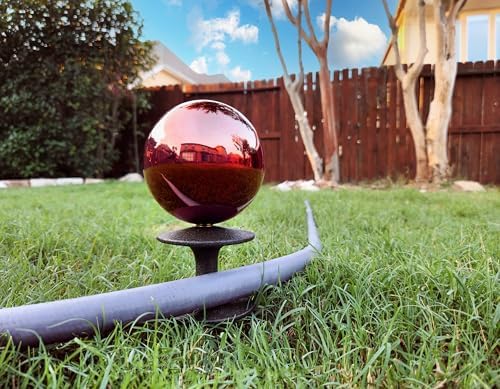 Lulu Decor, Garden Red Gazing Ball Hose Guide, Set of 2. Strong and Decorative Hose Guide that Protects Your Plants and Provides Elegance to Your Garden - Image 2