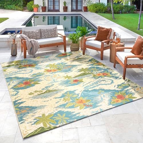 Gertmenian Premium Printed Indoor Outdoor Rugs by Reyn Spooner - 9x13 Ft Extra Large, Soft, Durable, & Washable Tropical Rugs for Deck, Patio or Living Room - Pacific Paradise, Multi, 46770 - Image 6
