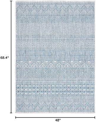 SAFAVIEH Washable Rug Outdoor Courtyard Collection - 4' x 5'7", Grey & Navy, Non-Shedding & Easy Cleaning, Ideal for Patio, Backyard, Mudroom (CY8196-36812) - Image 6