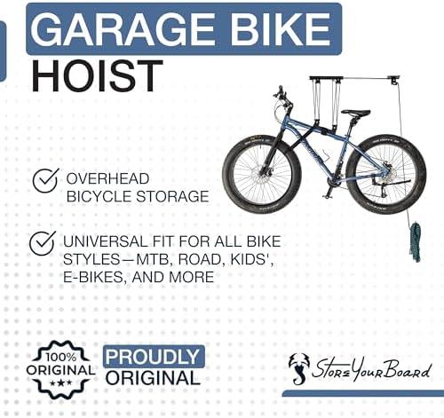 StoreYourBoard Bike Hoist for Garage Ceiling, Pulley Lift System, No Slip - Image 5