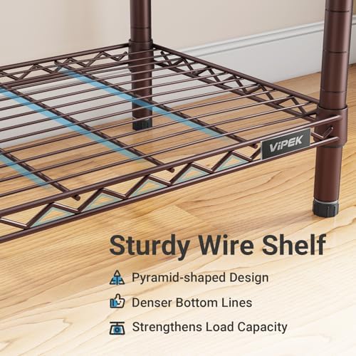 VIPEK V5i Garment Rack Heavy Duty Clothes Rack, Portable Closet Wardrobe Bedroom Armoires Freestanding Clothing Rack with 8 Adjustable Shelves & 4 Hang Rods, 68.9" L x 15.7" W x 76.4" H, Bronze - Image 6