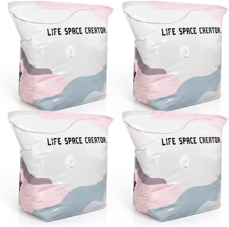 No Pump Vacuum Storage Bags, No Pump Large Vacuum Storage Compression Bags, Thick Airtight Reusable Organizer for Clothes Comforters Travel Moving Closet Storage，4：19.6 * 27.5in by Mrkyy