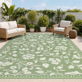 Garvee Floral Outdoor Rug 8x10 Patio Waterproof Plastic Straw Rug, Green by Garvee