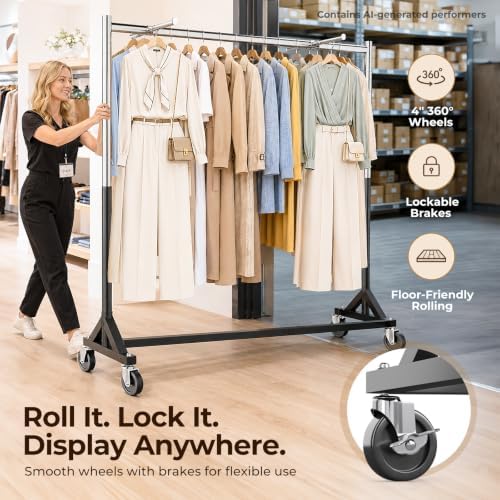 HOKEEPER Z Rack for Clothes Heavy Duty Hold 500 LBS with Display Arms - Image 6