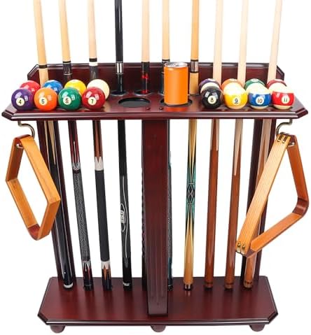 GSE Floor Stand Billiard Pool Cue Racks Only, Hold 10 Cues, Mahogany by GSEGamesSportsExpert
