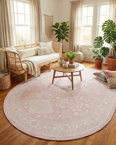 Rugs.com - Outdoor Aztec Rug – 7' 10 x 10' Oval Pink Washable Indoor/Outdoor Rug – Flatweave Tribal Design for Patios, Decks, and Porches - Image 4