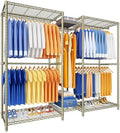 Ulif E12 Pro Clothes Rack，Heavy Duty Freestanding Garment Rack with Shelves，Metal Clothing Closet Storage System for Hanging Clothes，71" W x 16" D x 76.5" H, Hold 960 lbs，Gold by Ulif
