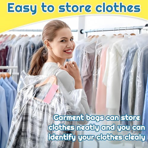 10 Pcs Long Plastic Clothes Covers, 60 * 150cm Clear Clothes Bags Hanging,Dress Bag,Garment Bags Dress Bags Covers Long,Dust-proof Garment Protector Covers for Clothes Shirt Suit Jacket Suit Sweater - Image 5