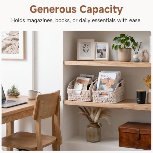 StorageWorks Pantry Baskets for Organizing, White Wicker Baskets, 2-Pack - Image 4