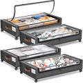 Yecaye Under Bed Storage with Wheels, 4 Pack Under Bed Rolling Storage with Clear Window & Label, 60 L Underbed Storage Containers, Rolling Under Bed Metal Drawer for Clothes, Shoes, Books by Yecaye
