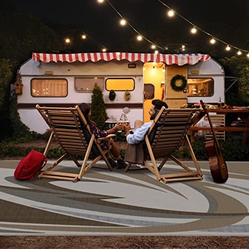 EEZ RV Products 9'x18'BWW Heavy Duty Reversible/Durable Outdoor Patio/RV Mats - Perfect for RVing (9ft x18ft Brown) Come with Large Storage Bag & 6 Sets of Stakes and Washer - Image 7