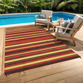 Garvee 8x10 Outdoor Rug Modern Striped Lines Plastic Straw Rug Red Tone by Garvee
