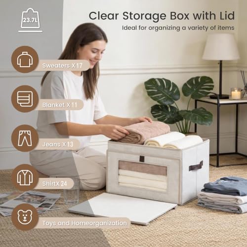 Magnetic Front Opening Fabric Storage Bins with Lids, 15x9.8x9.8in 4Pack - Image 2