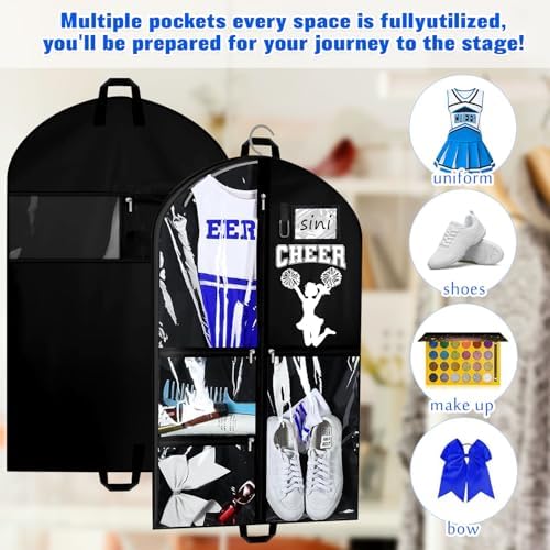6 Pcs Cheer Garment Bags for Cheerleading Uniform, Waterproof Oxford Cloth - Image 6