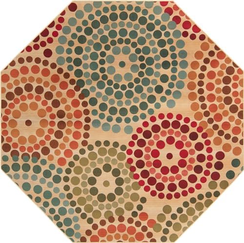 Unique Loom Outdoor Modern Collection Area Rug - Spark (7' 10" Octagon Beige/Burgundy) - Image 3