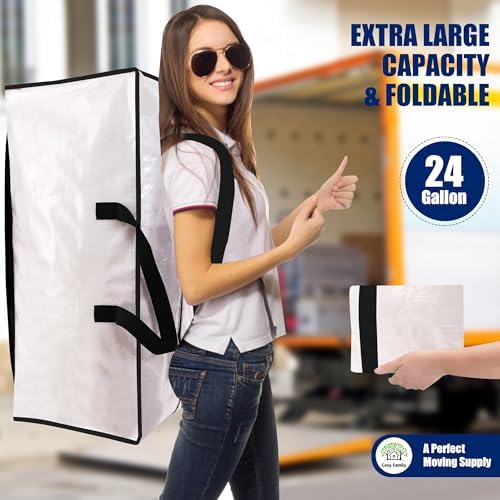 Cosy Family 8 Pack Heavy Duty Extra Large Moving Bags with Backpack Straps - Strong Handles & Zippers, Storage Totes For Space Saving, Fold Flat, Alternative to Moving Box (Set of 8, Clear) - Image 7