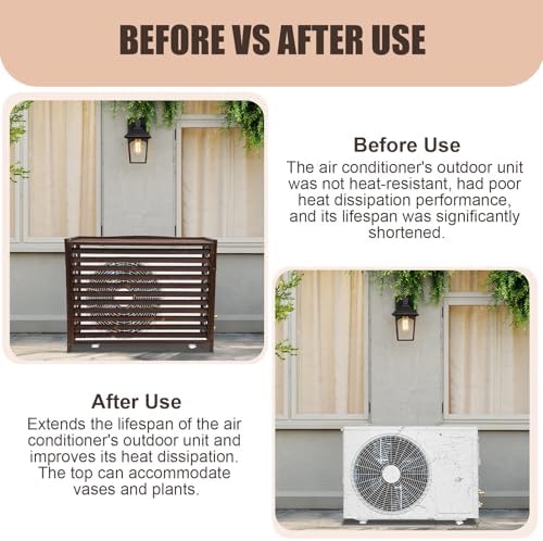 AC Fence Privacy Screen for Outdoor 43.3" x 19.7" x 33.5", 4-Panel, Brown - Image 4