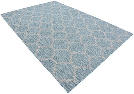 Unique Loom Outdoor Trellis Collection Area Rug (6' 1" x 9' Rectangle, Aquamarine/ Gray) - Image 5