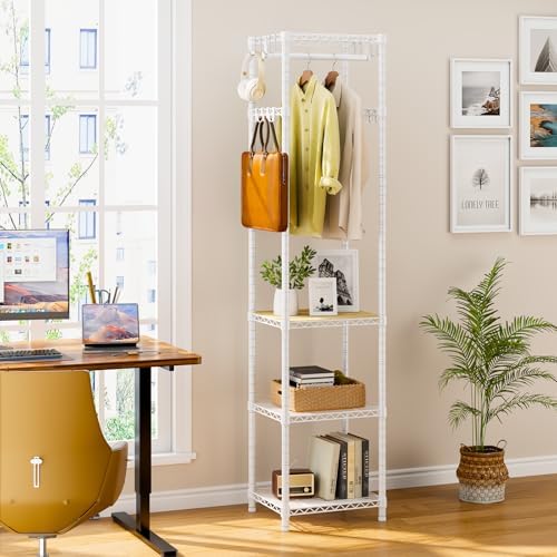 R1 Heavy Duty Clothes Rack with Storage Shelves, 448 Lbs Load, White - Image 6