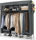 CAPHAUS 67-Inch Clothing Rack with Cover, Portable Closet Wardrobe, Covered Garment Rack for Hanging Clothes, 285LB Capacity Heavy-Duty Metal Frame Clothes Organizer Rack with Storage Shelves by CAPHAUS