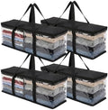 Large Capacity Waterproof Organizer Bag with Handles, 2026 New Large Moving Bags, Storage Bags for Space Saving, Clear Storage Bins with Lids for Clothes, Bedroom, Moving (4, Black) by Unknown