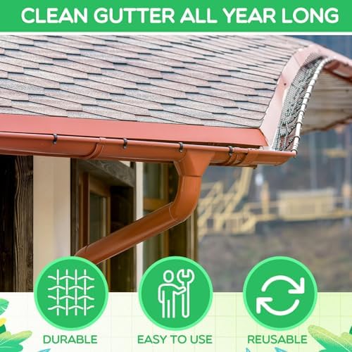 Windyun Gutter Guards Roll Black Plastic Guards Mesh Downspout Pipe Gutter Cover Filter Gutter Protection Netting with Clip Fixed Hooks Preventing from Twigs Debris Leaves Clogged (10 Set,6'' x 20') - Image 7