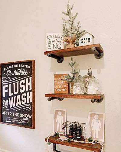 DR.IRON Industrial Pipe Shelving Wall Mounted 3 Tier Rustic Bathroom Shelves Wall Pipe Shelf for Bathroom Decor - Image 5