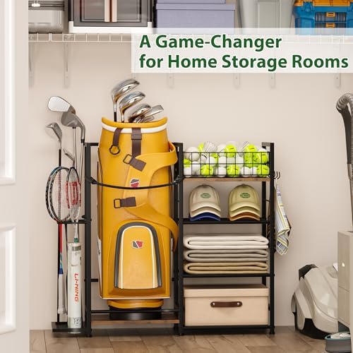 Jsskeeim Golf Bag Organizer for Golf Accessories for Men, Golf Bag Stand with Extra Storage Rack for Clubs, Golf Bag Holder for Golf Storage Fits 1 Bag, Garage, Home or Club Use, Golf Gifts for Dad - Image 5