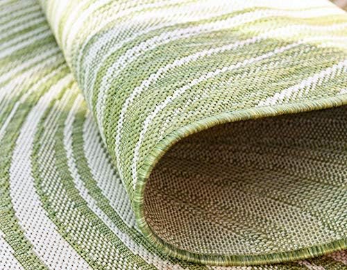 Unique Loom Outdoor Modern Collection Area Rug - Pool (9' x 12' Rectangle, Green/ Ivory) - Image 5