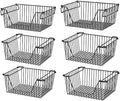Slideep 14'' Black Stackable Storage Baskets Sturdy Metal Wire Freezer Bins Cabinet Organizer for Pantry Home Kitchen Organization- Set of 6 by WelcometotheSlideep