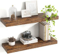 Acovy 24 Inch Floating Shelves, 8 Inch Deep Floating Shelves for Wall, Hanging Shelf with Invisible Brackets, Deep Shelves for Bathroom, Bedroom, Living Room, Brown, Set of 2 by Acovy