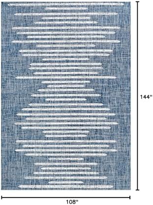 JONATHAN Y Stripe Geometric Indoor Outdoor Area Rug 9X12 Blue/Ivory, Zolak Berber for Backyard, Patio, Porch, Easy-Cleaning, High Traffic, Pet-Friendly, Non-Shedding (SMB124C-9) - Image 2