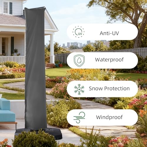 Cantilever Patio Umbrella Cover Outdoor Umbrella Covers, Grey - Image 4