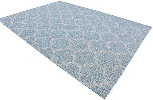 Unique Loom Outdoor Trellis Collection Area Rug (8' x 11' 4" Rectangle, Aquamarine/ Gray) - Image 5