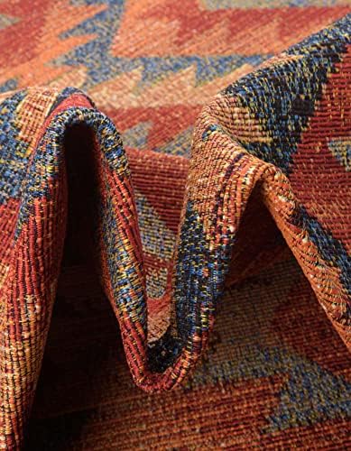 Unique Loom Outdoor Tribal Collection Area Rug - Tortuguero (2' x 6' 1" Runner, Multi/ Blue) - Image 5